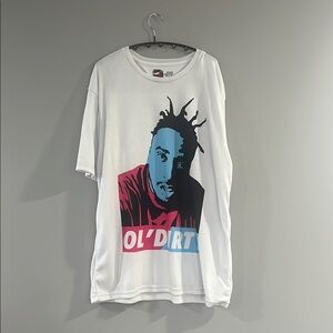 White and Red Short Sleeve Tee with Urban Graphic